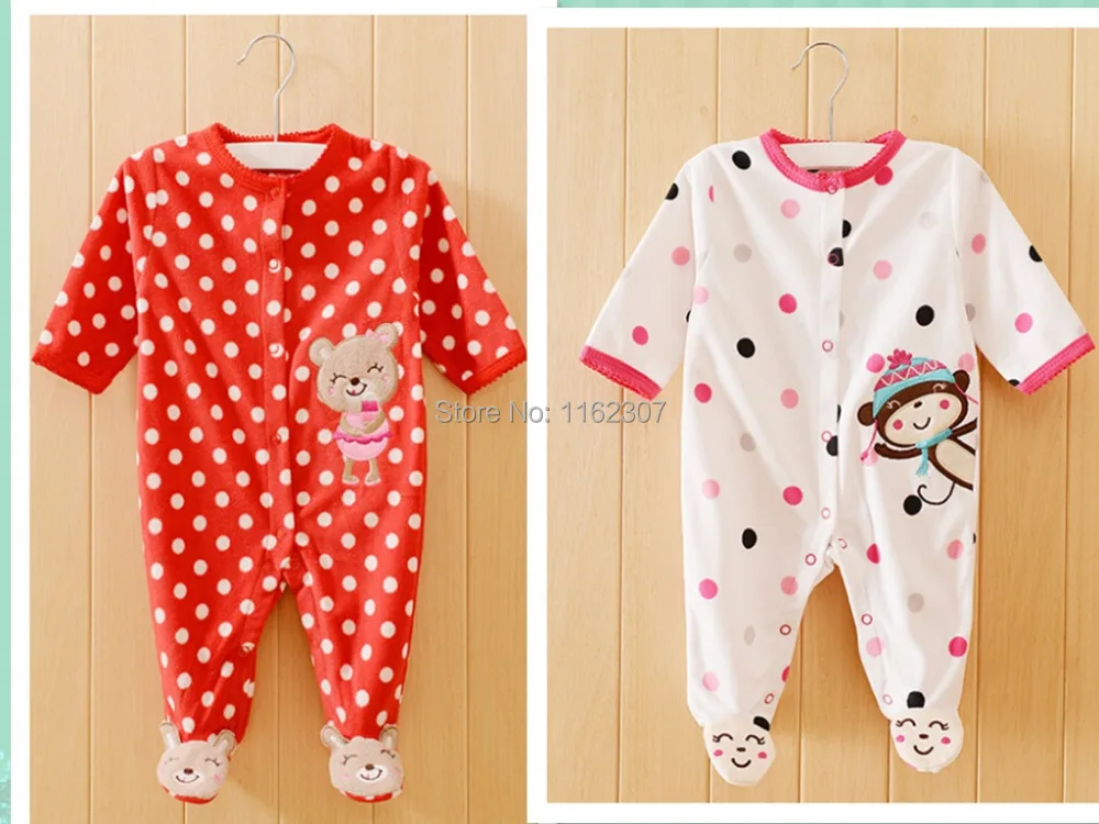 Free shipping Baby girl clothes long sleeve newborn rompers fleece