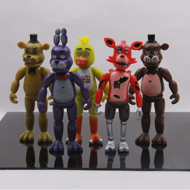 

2016 New FNAF 5.5 Inch Five Nights At Freddy's PVC Action Figure Toy Foxy Gold Freddy Chica Freddy With 2 Color LED Lights