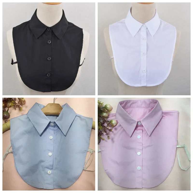 

Solid Fake Collar Shirt Women Lady Detachable Collars Women Removable Lapel Solid Hollow Lace Half Shirt Turn Down Collar Tie