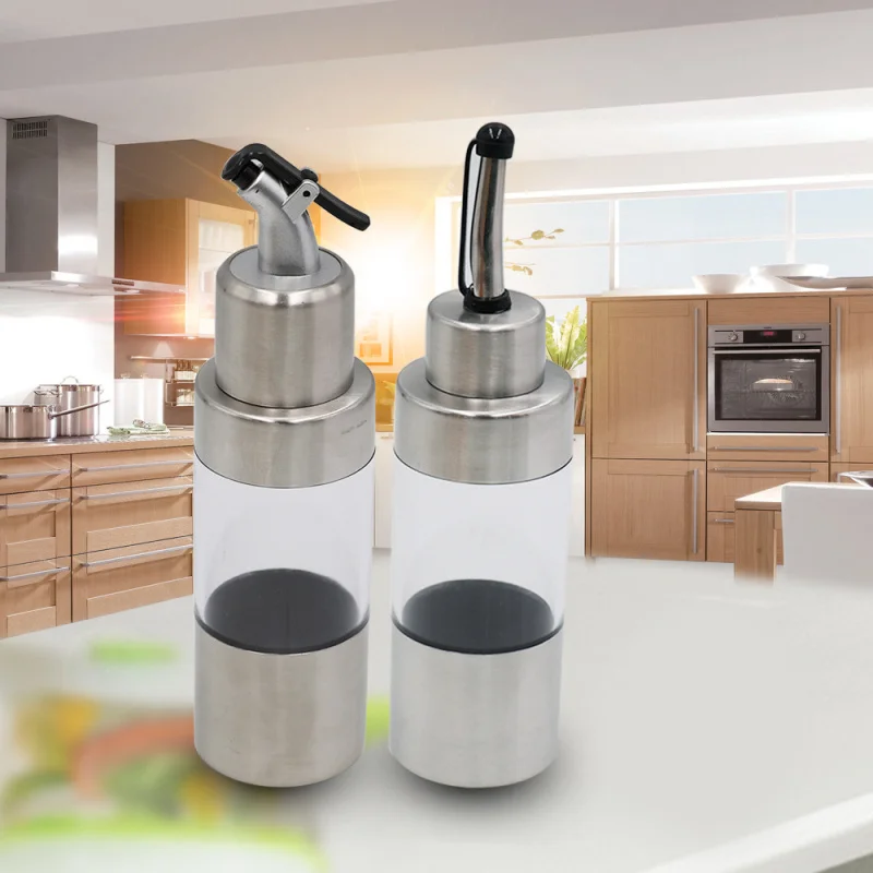 

Stainless Steel Cruet Oil Pot Vinegar Dispenser Bottles Gravy Boats Pour Spout Decanter Oil Sauce Vinegar Bottle Kitchen Tools