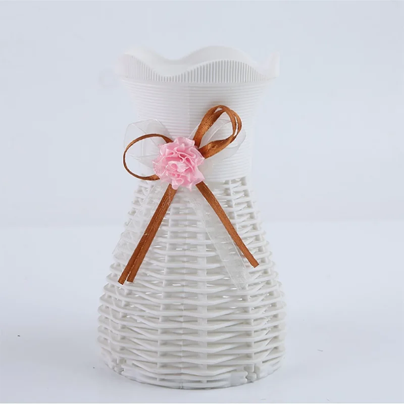 DIY Flower Basket Buauty Round Flower Vase Artificial Plastic Rattan Vase Floral Storage Wedding Home Garden Party Decoration