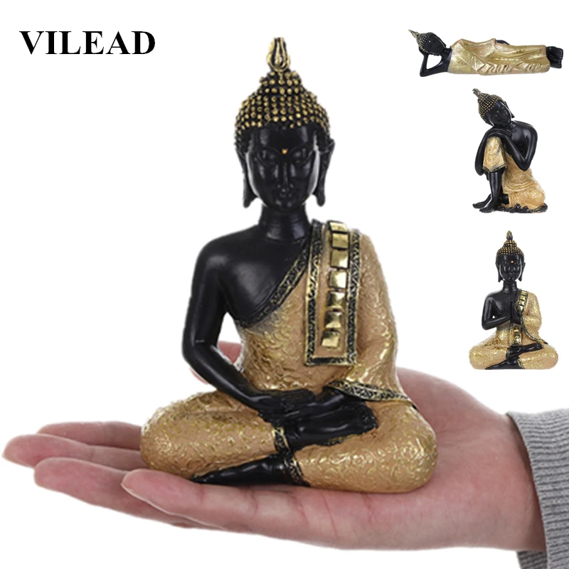 VILEAD 5 estilos de resina Tailandia estatua de Buda Fengshui India escultura de budismo religioso Buda negro hindú figurillas decoración del hogar