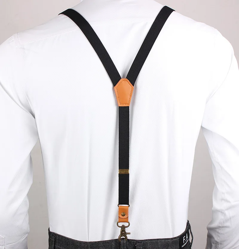 Deepeel 1pc 2*110cm Suit Trousers Shoulder Strap 3 Clips Sanp Buckles Suspenders Retro Hook Jeans Decoration Male Jockstrap