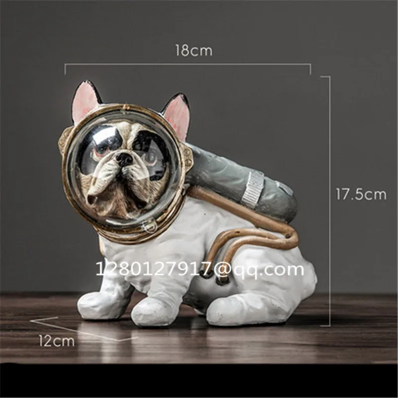 Моделирование животных милый щенок статуя Французский бульдог космическая собака творческий домашний декор смола фигурка модель игрушки P1281