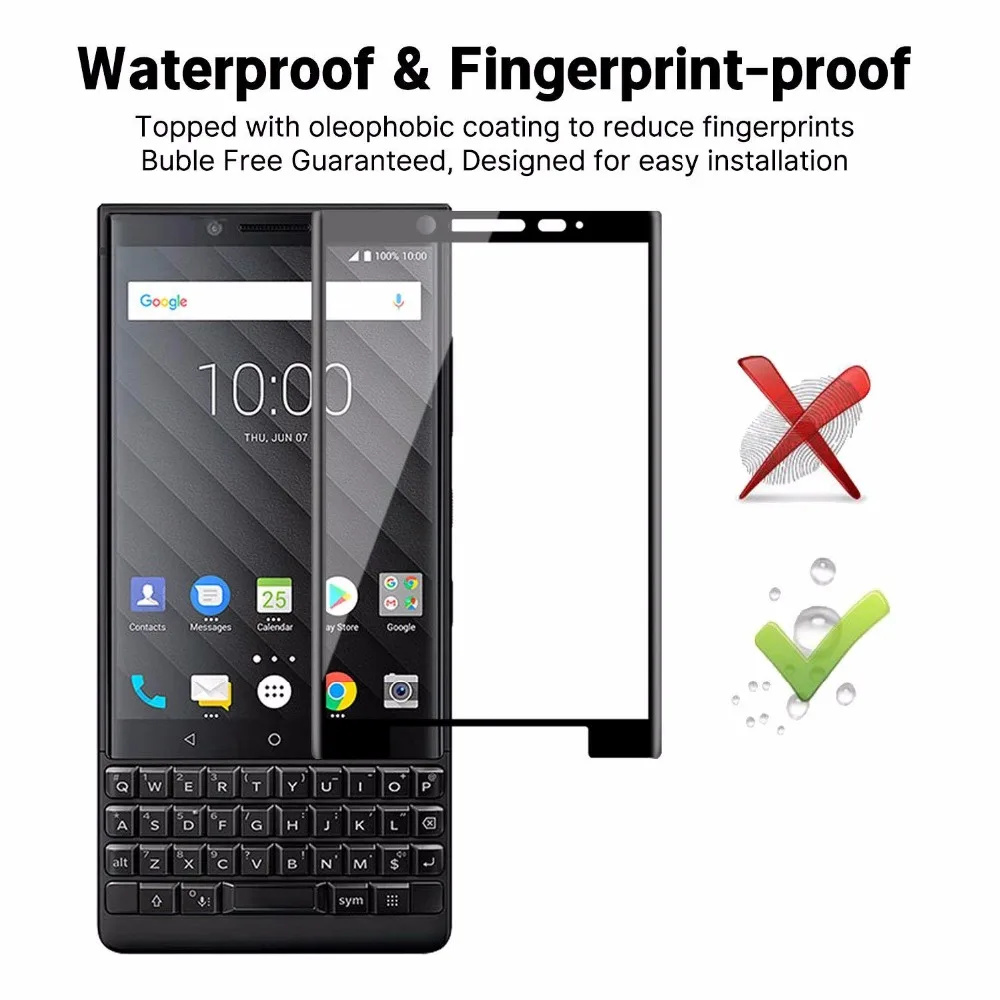 Полное покрытие закаленное стекло для BlackBerry keytwo экран защитный смартфон прозрачная рамка все 9H закаленное черный белый дисплей