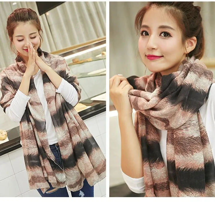 

Spring And Autumn Women's New Fashion Cotton And Linen Simple Comfortable Scarf Retro Pattern Trend Knitting