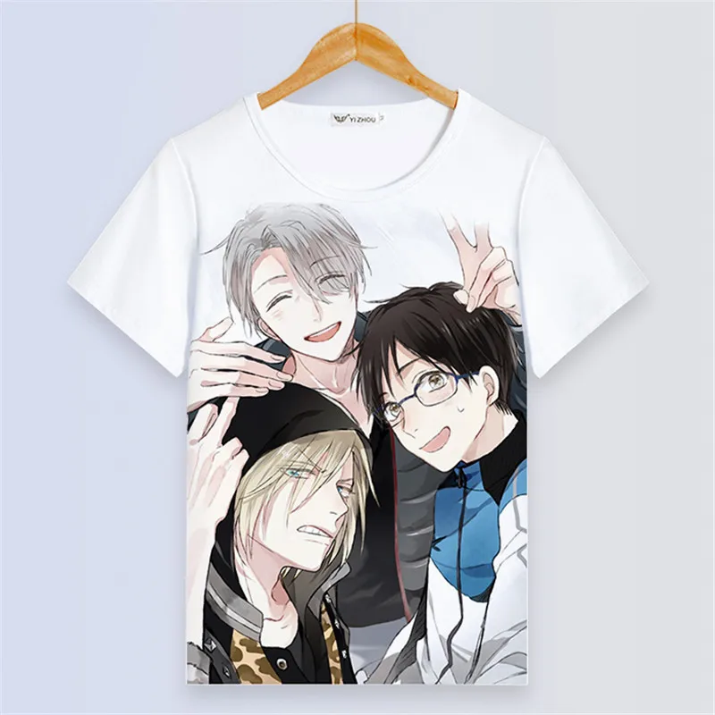 Аниме YURI on ICE Victor Nikiforov летняя футболка для влюбленных Kawaii Animals Женская