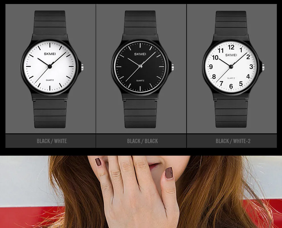 SKMEI 1419 Women Simple Design Personality Women 3bar Waterproof Quartz Wristatches Ladies