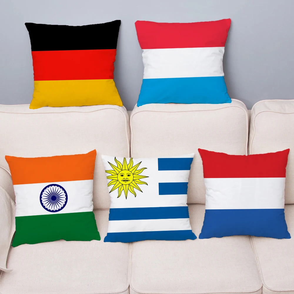 Super Soft Short Plush Cushion Cover Flag Pattern Print Pillow Covers 45*45 Throw Case Sofa Home Decor Square Pillowcase | Дом и сад