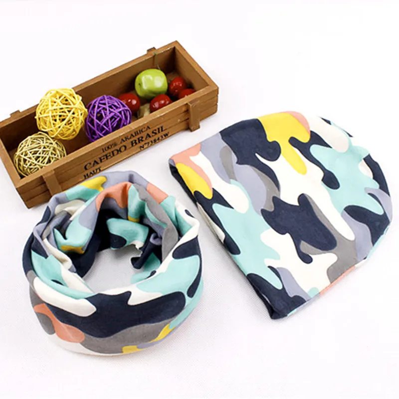 new cotton cat bear flag words bottle cartoon hats + scarf sets for baby under 5 years boys girls beanies collars suits cap wear