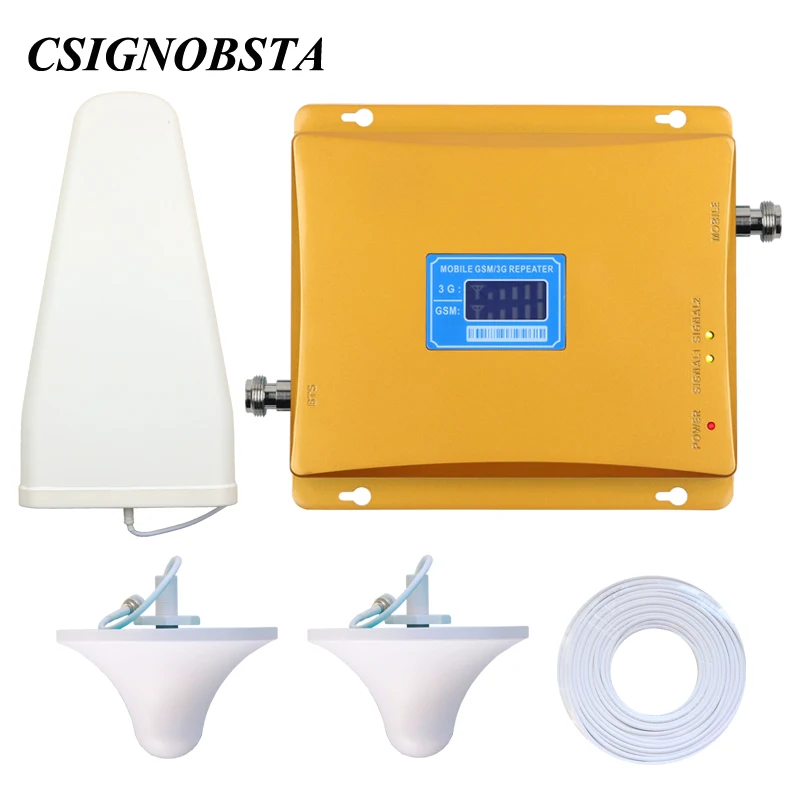 

For 2 rooms using high gain 70db mobile phone dual band booster repeater amplifier with 2 indoor ceiling antennas and 1 splitter