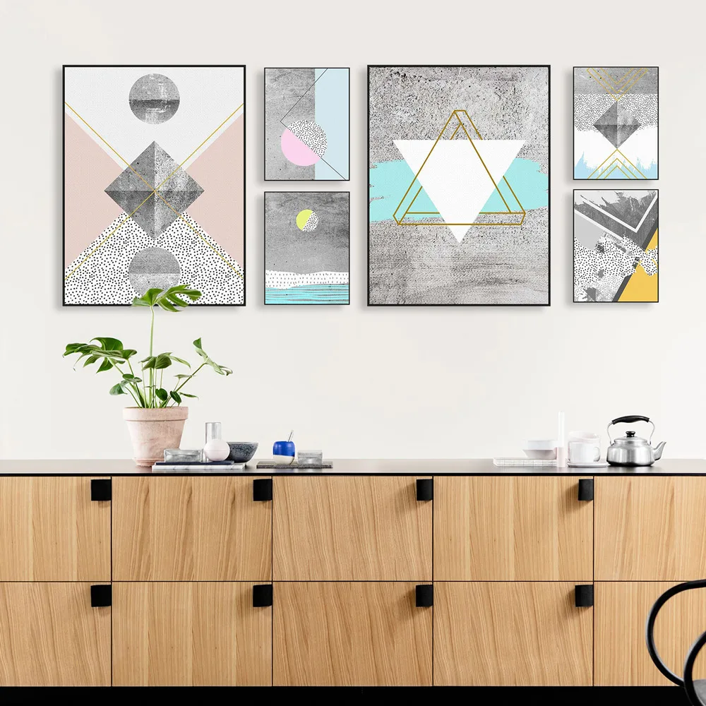 Modern-Nordic-Abstract-Geometric-Texture-Shape-Big-Wall-Art-Print-Poster-Canvas-No-Frame-Living-Room