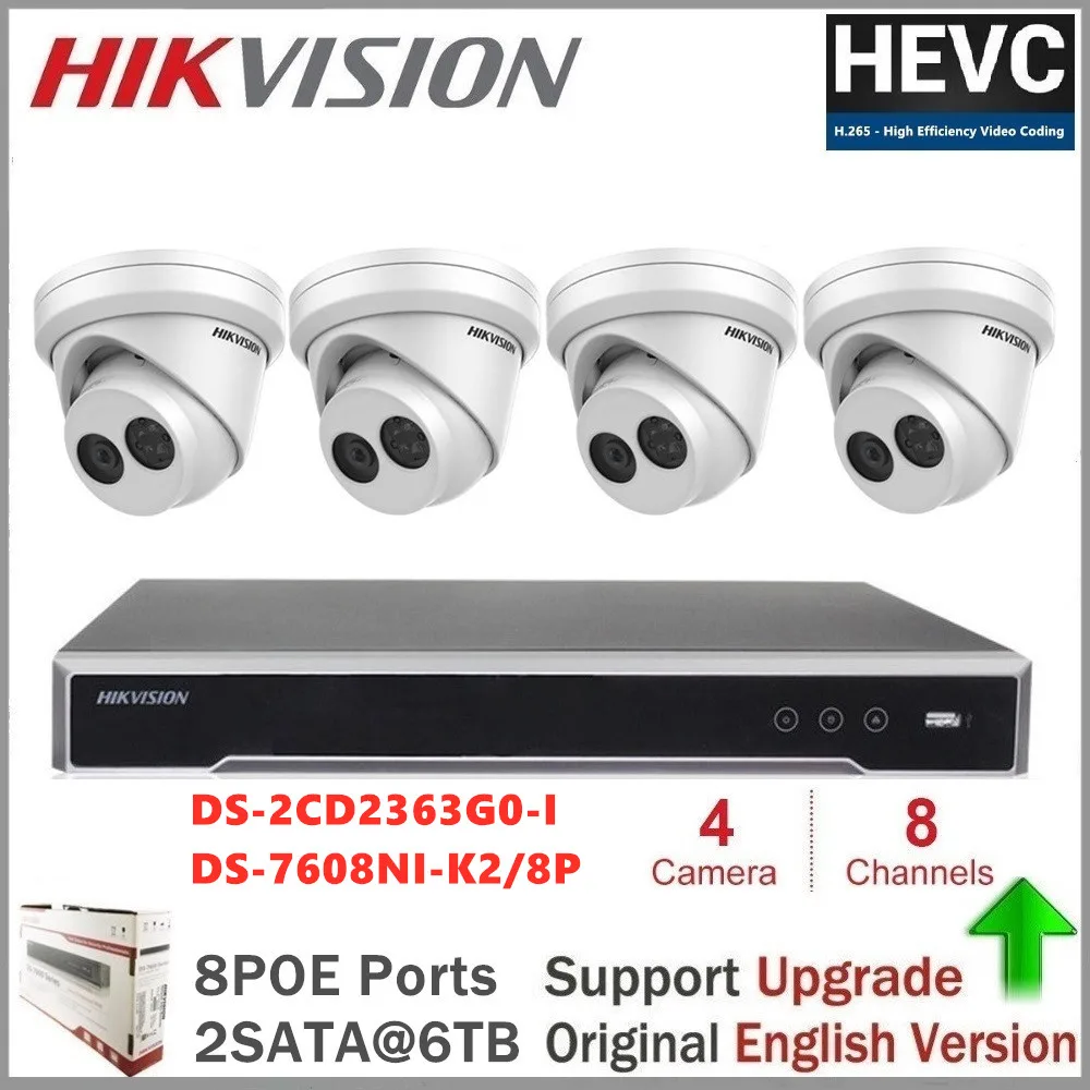 

Hikvision PoE IP Camera Kits 6MP IR Fixed Turret Network Security Camera CCTV Nightvision Video Surveillance DS-2CD2363G0-I