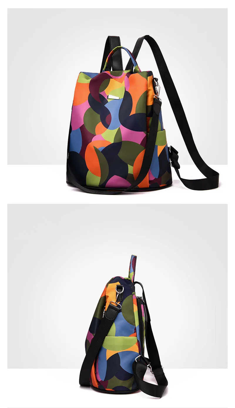 Красочный черный рюкзак женский Молодежный Школьный рюкзак для девочки подростка Оксфорд Противоугонный рюкзак женский водонепроницаемый рюкзак для женщин