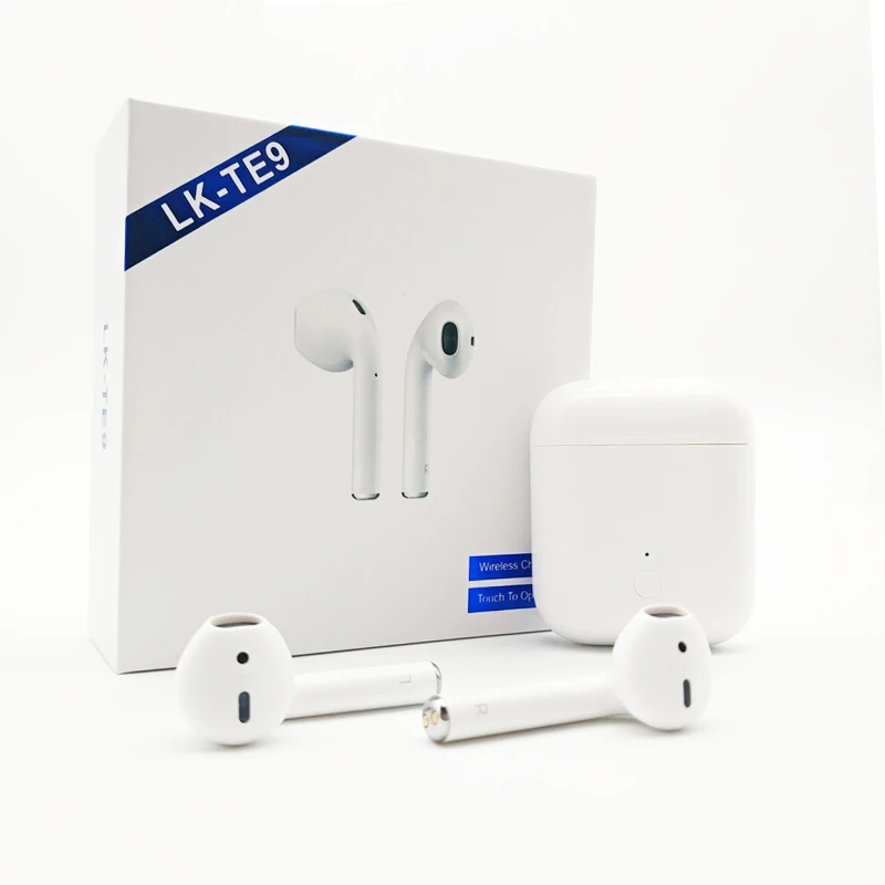 

LK-TE9 Blue tooth earphone 5.0 with Auto window Pairing function connection Smart touch wireless headset wireless charging