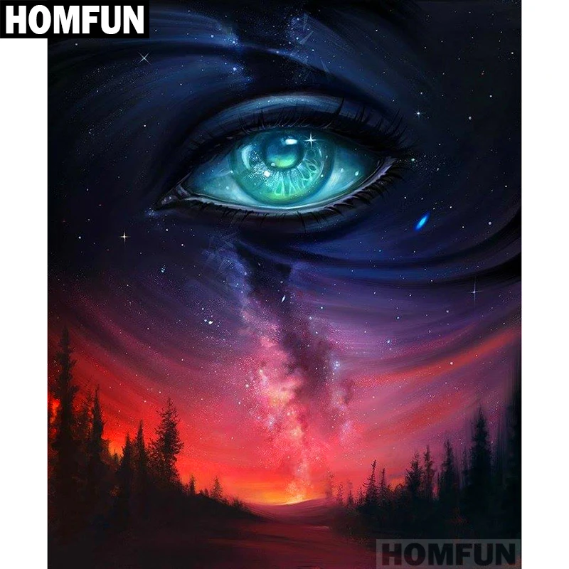Набор для алмазной вышивки HOMFUN A01555 картина Звездные глаза из квадратных/круглых
