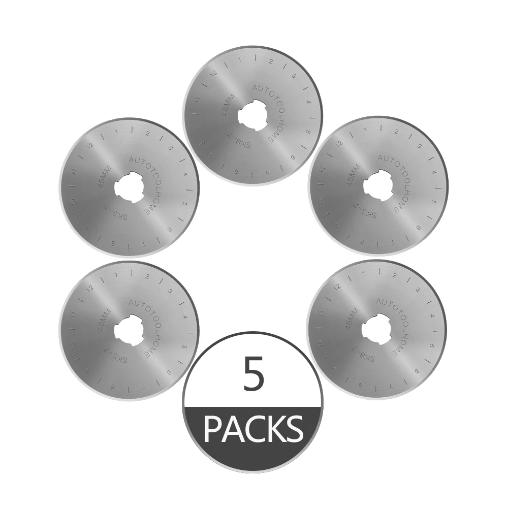 

5pc 45mm Rotary Cutter Blade Refill Blades Patchwork Fabric Leather Craft Steel Circular Sewing Quilting for Olfa Fiskars