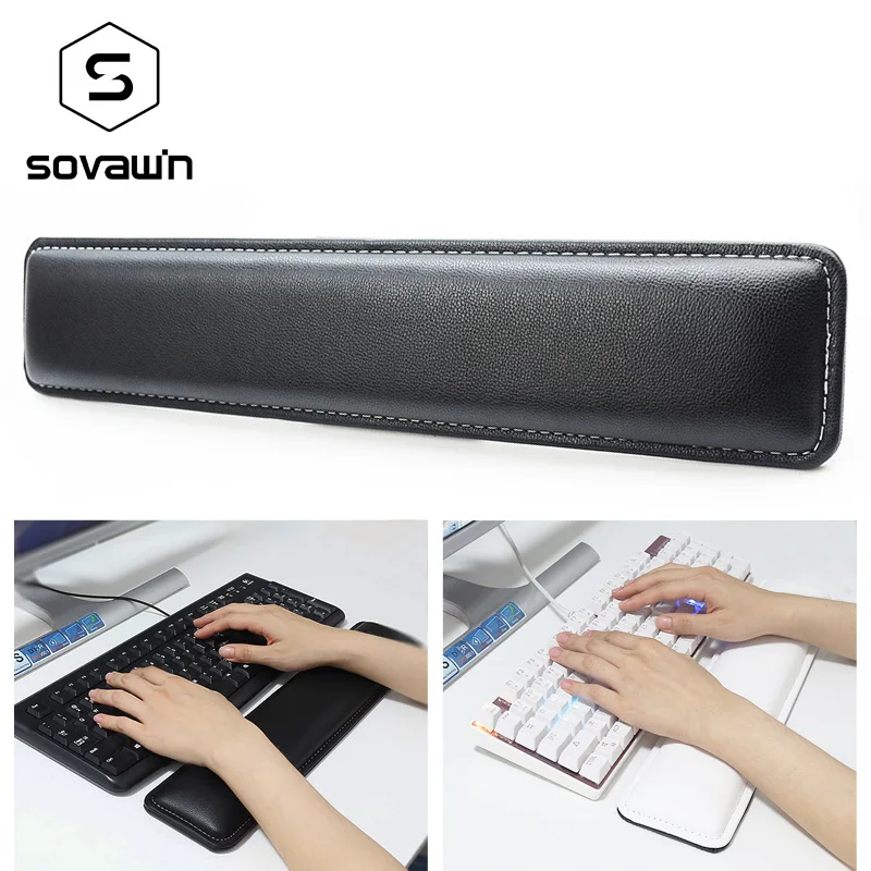 

Sovawin Keyboard Wrist Rest Pad Gamer pc Handguard Comfortable Ergonomic Leather Game Wrist Pad Large Mat Pad Computer