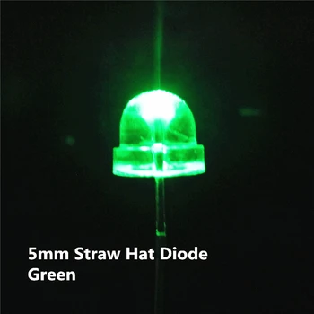 

100PCS green LED 5mm Led Straw Hat LEDS Wide Angle Urtal Bright Leds Lamp Light Bulb 5MM Emitting Diodes Active Components