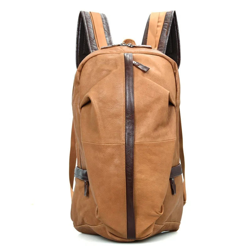 Men s Fashion Genuine Leather Backpacks Shoulder Business Casual Cow Leather Laptop Bag Travel Bag Large