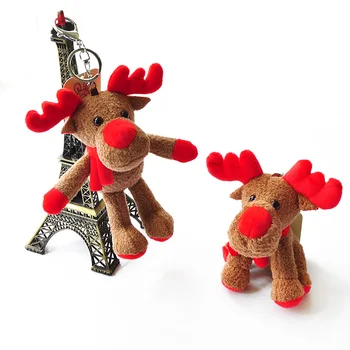 

1pcs Boutique 10cm New fragrant Christmas deer pendant doll machine for children's Plush Keychains toys Girls Bag Car buckle