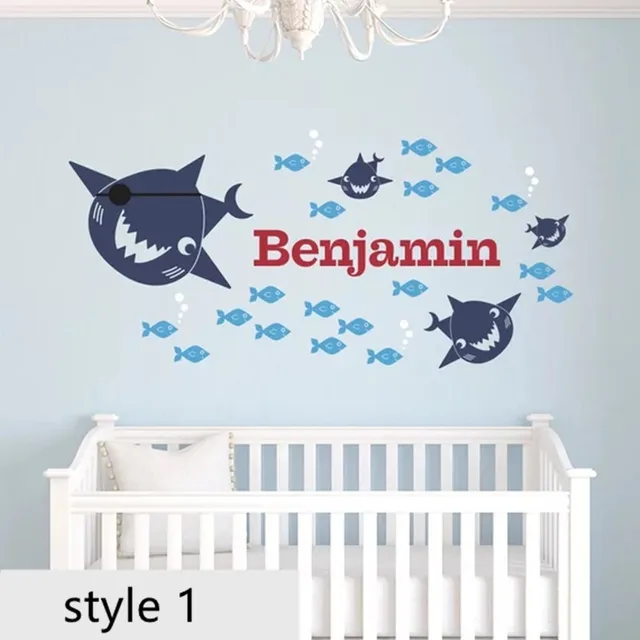 pirate shark wall sticke personalized name baby ocean nursery under