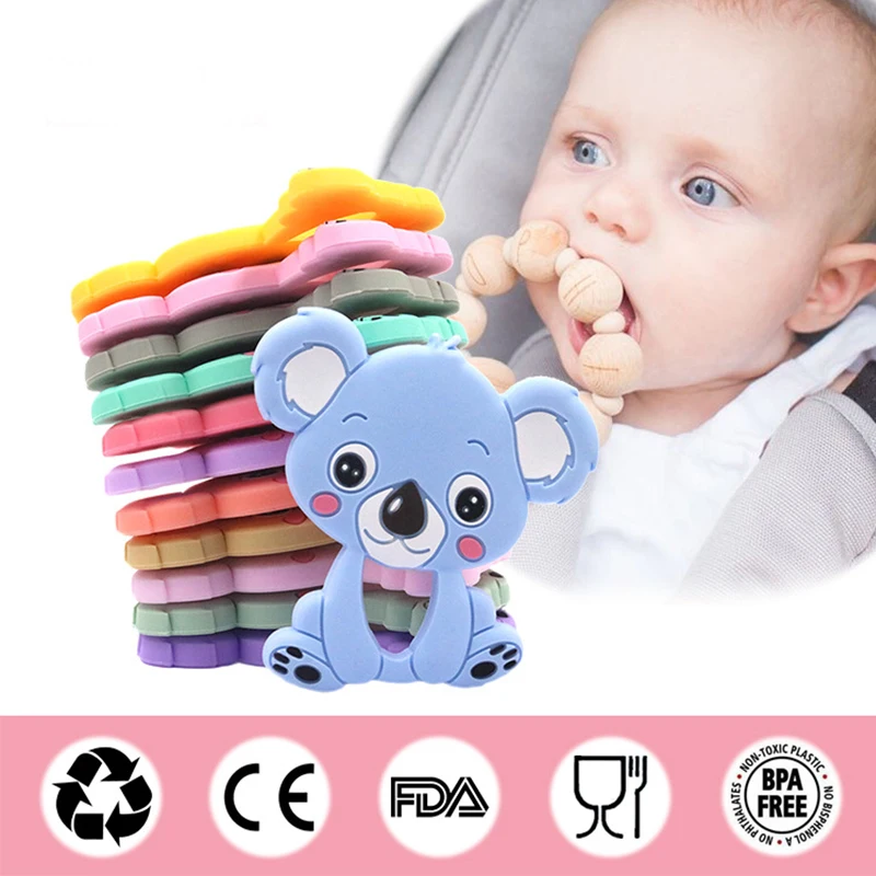 

Food Grade Silicone Teethers DIY Cute Koala Baby Ring Teether BPA Free Soft Nursing Pendant Infant Kids Teething Toys