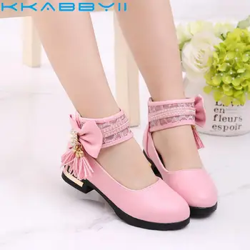 

Spring Autumn Baby Girls Leather Shoes Casual Style Female Children PU Shoes Lace Beads Kids Princess Party Shoes