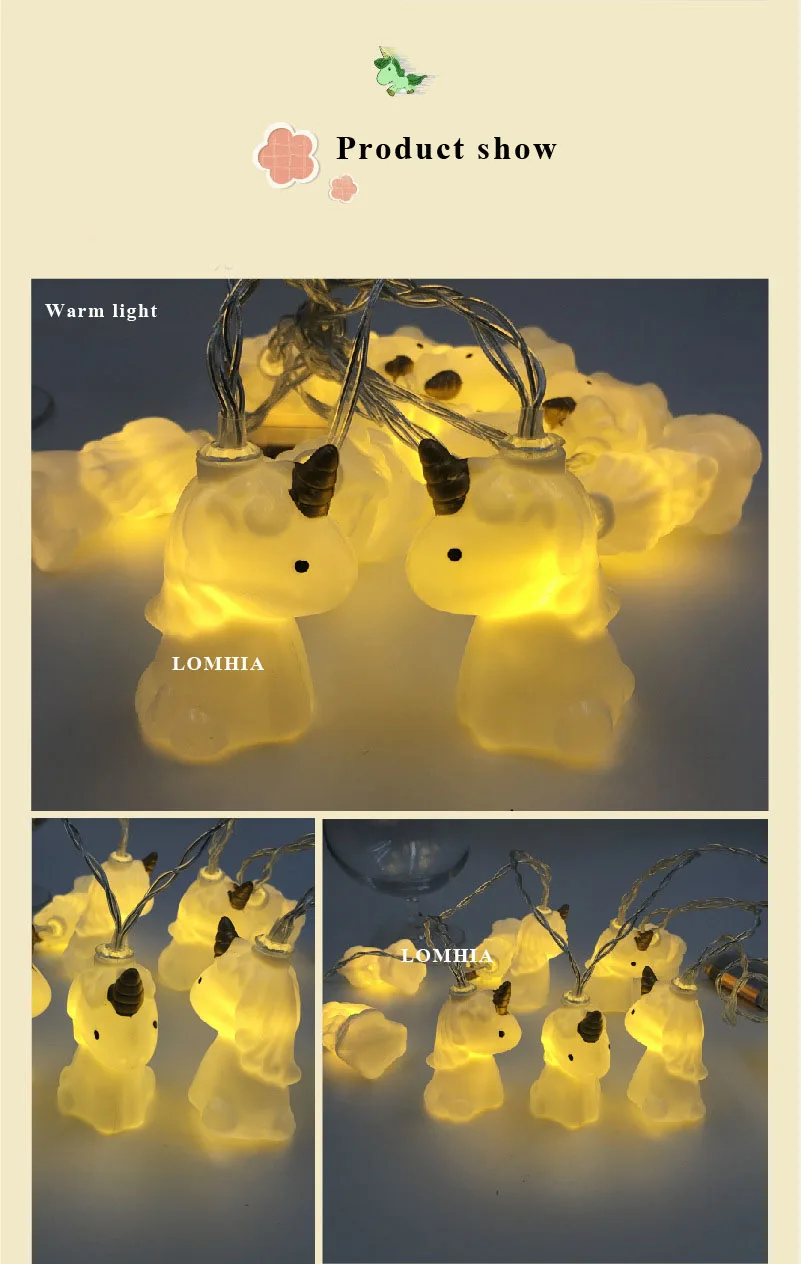 1.5m 10 lights unicorn christmas led fairy string 7