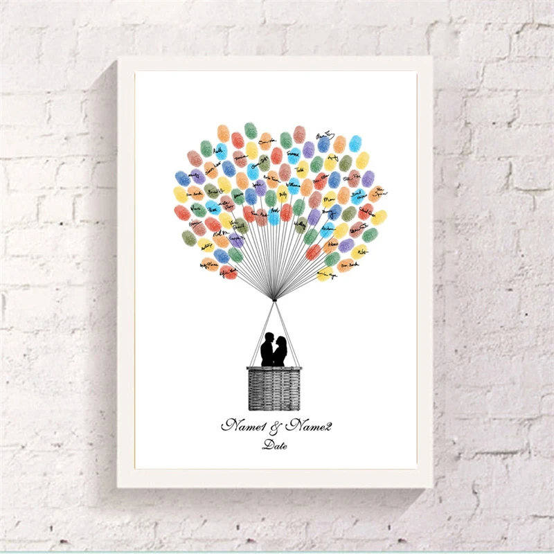 Sweet Couple Wedding Canvas Hot Balloon Fingerprint Guest ... Sweet Couple Wedding Canvas Hot Balloon Fingerprint Guest ...