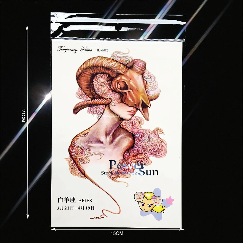 

Sheep Skull Head Sexy Women Makeup Tattoo Aries Fake Flash Tattoo Sticker PB603 Girl Removable Disposable Health Tatoo Body Arm