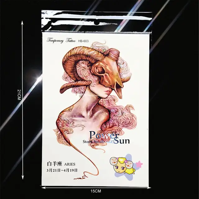 Tête De Crâne De Mouton Sexy Femmes Maquillage Tatouage Bélier Faux Flash Tatouage Autocollant Pb603 Fille Amovible Jetable Santé Tatoo Corps Bras