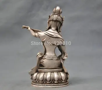 

9'' China Tibet Silver Bronze Miao Yin Bodhisattva Buddha Bronze Statue