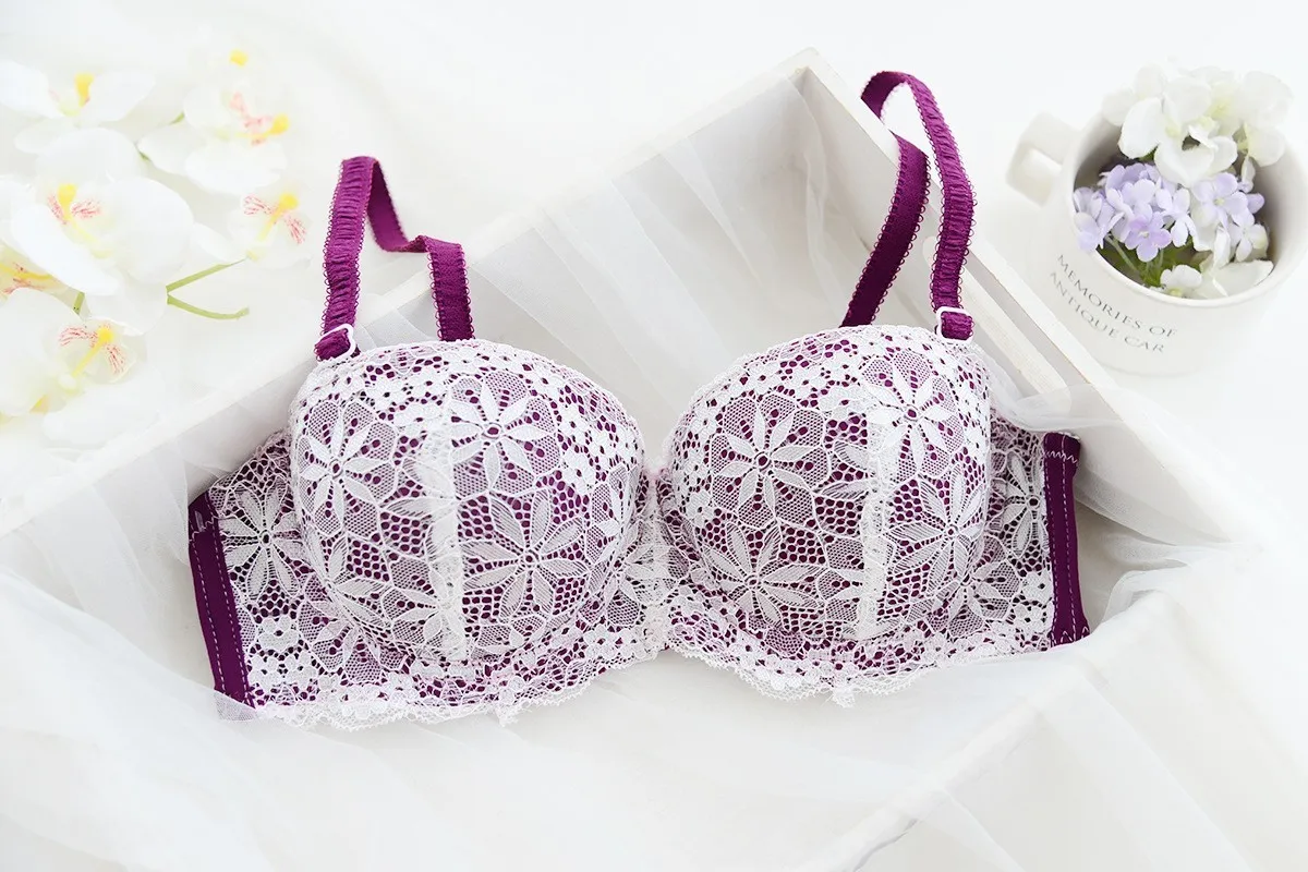 Women sexy Lace lingerie Push Up Half Cup bra and panty set Lounge Bra and Panties Embroidery Bra Set underwear intimates suit