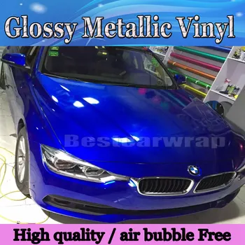 

Gloss Midnight Metallic Vinyl Car Wrap Film Candy Rasberry Blue Shiny Vinyl Wrap With Air Release Full Car Wrap :1.52*20M/Roll