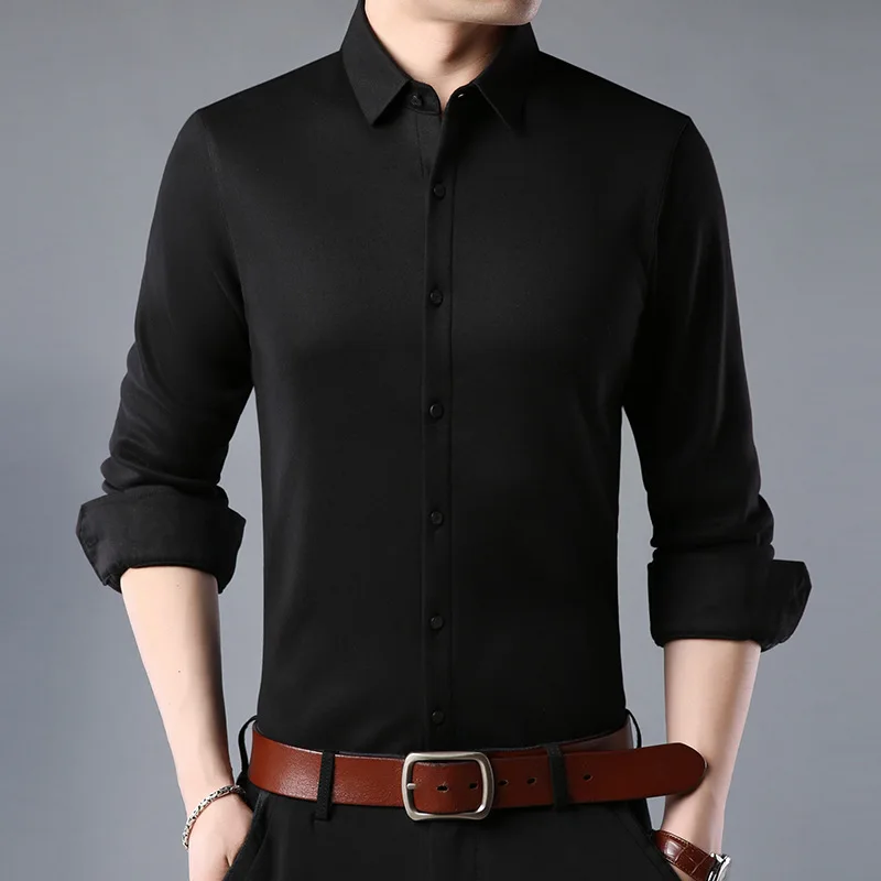 

Simple noble famous brand spring summer autumn men's shirt thin section long-sleeved solid color soft casual loose shirt men