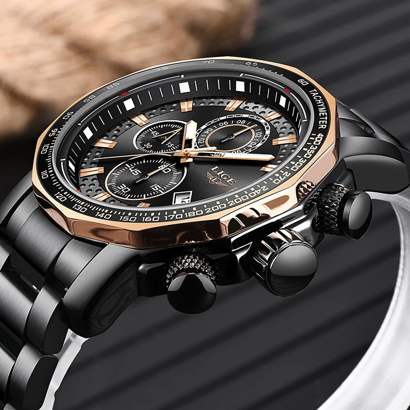 

LIGE Watch Men Top Brand Luxury Sport Waterproof Stainless Steel Analogue Quartz Mens Watches Date Business Clock Reloj Hombre