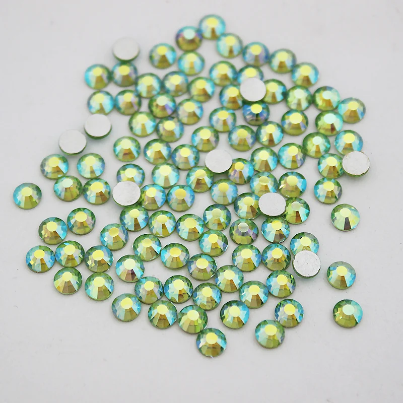 

3SS to ss30 Non Hotfix Rhinestone Peridot AB Flat Back Rhinestones Glue On Crystals DIY 3D Nail Art