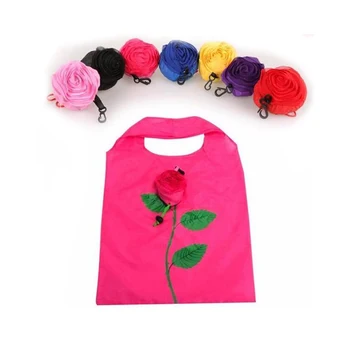 

500pcs/lot ECO Rose Flowers Reusable Foldable Bag Shopping Bag Travel Grocery Bags Tote