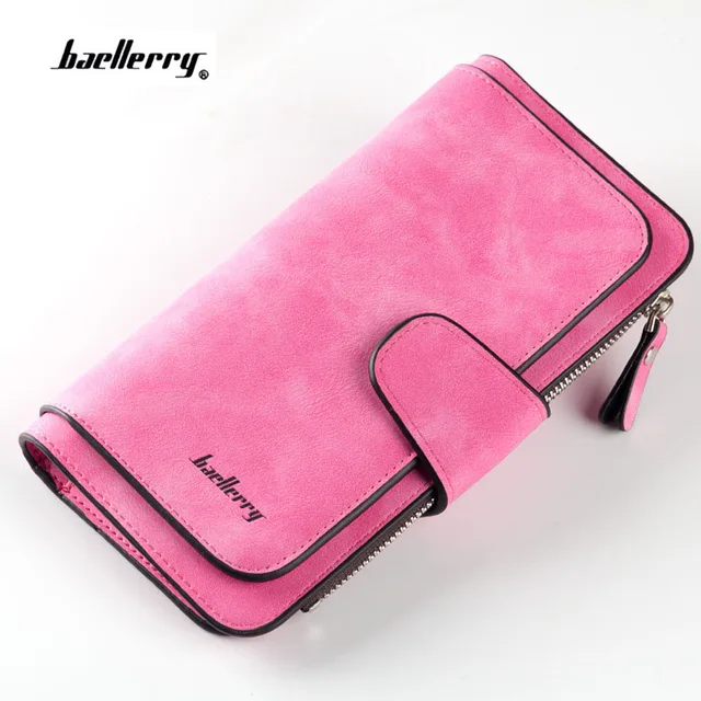 2018 New Fashion Women Wallets Drawstring Nubuck Leather Zipper Wallet Women's Long Design Purse nubuck leather hasp Clutch
