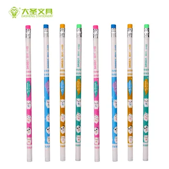 

8pcs/set Cartoon Cute HB Pencils with Colorful Eraser Top Student Stationery Wooden Pencil for Kids School Office Supplies
