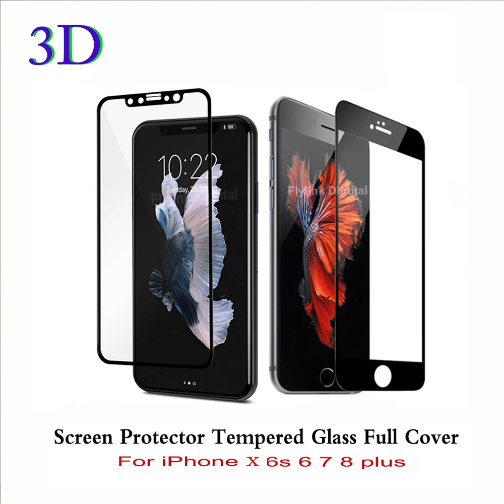 3D изогнутый край Полное покрытие Защита экрана для iPhone X 7 6 S 8 закаленное стекло s