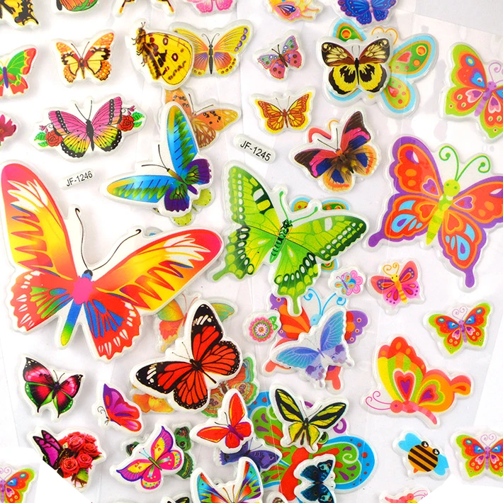 

6Sheets 3D Cute Stickers Toysl Sticker Funny Toy For Kids On Scrapbooking Phone Laptop car Gifts Caterpillar Butterfly