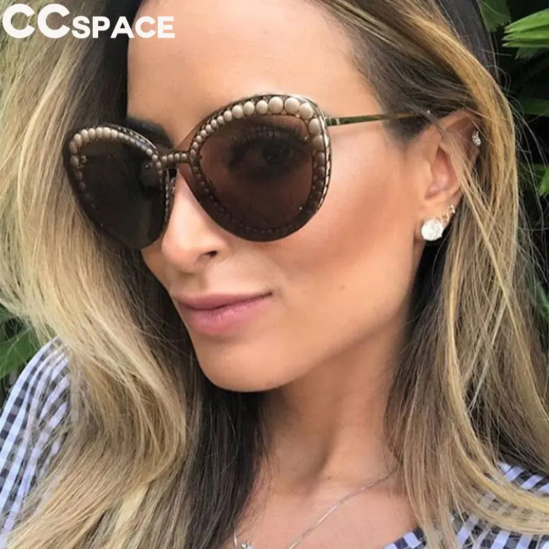 

Embedded Pearl Clip Type Luxury Sunglasses Women Glasses UV400 Designer Fashion Female Shades 46024