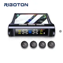 Солнечная система контроля давления в автомобильных шинах TPMS, 4 колеса, внутренний/внешний датчик температуры шин, оповещение о температуре TPMS
