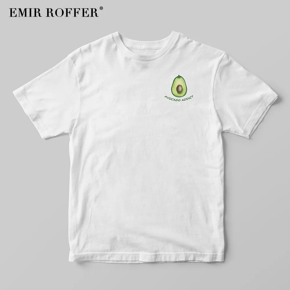 

EMIR ROFFER AVOCADO ADDICT Print T-shirt Female Cotton White Funny T Shirt Women Fashion Casual Cute Summer 2018 Tshirt Tops