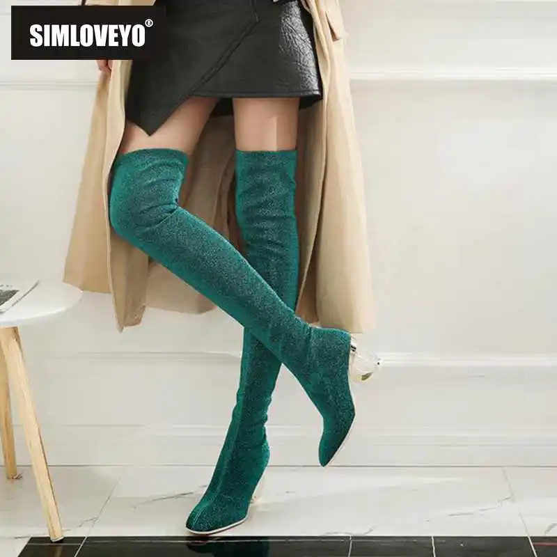 SIMLOVEYO/женские сапоги до бедра Сезон осень весна Прозрачные эластичные