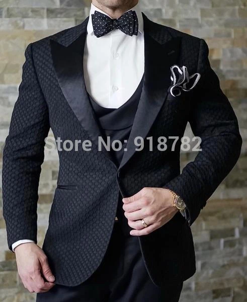 Trajes de boda hombres 2018 hecho a medida Terno Fit 3 piezas negro Prom esmoquin vestido Formal novio traje hombre boda|Trajes| - AliExpress