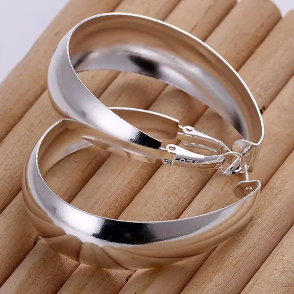 Посеребренные серьги, 925 модные серебряные ювелирные изделия серьги-кольца для женщин SE018
