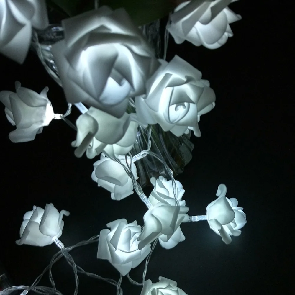Battery 20 x LED Novelty Rose Flower Fairy String Lights Wedding Garden Party Christmas Decoration Holiday Outdoor Decoration (16)
